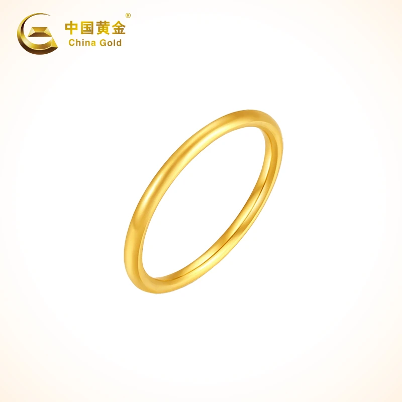 中国黄金 足金999古法素圈传承戒指厚壁磨砂素戒光面男女金条甄选