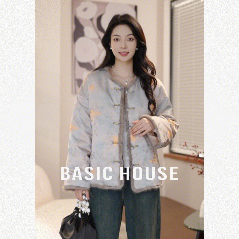 Basic House/百家好新中式国风羽绒外套真水貂毛毛B1194B5A622