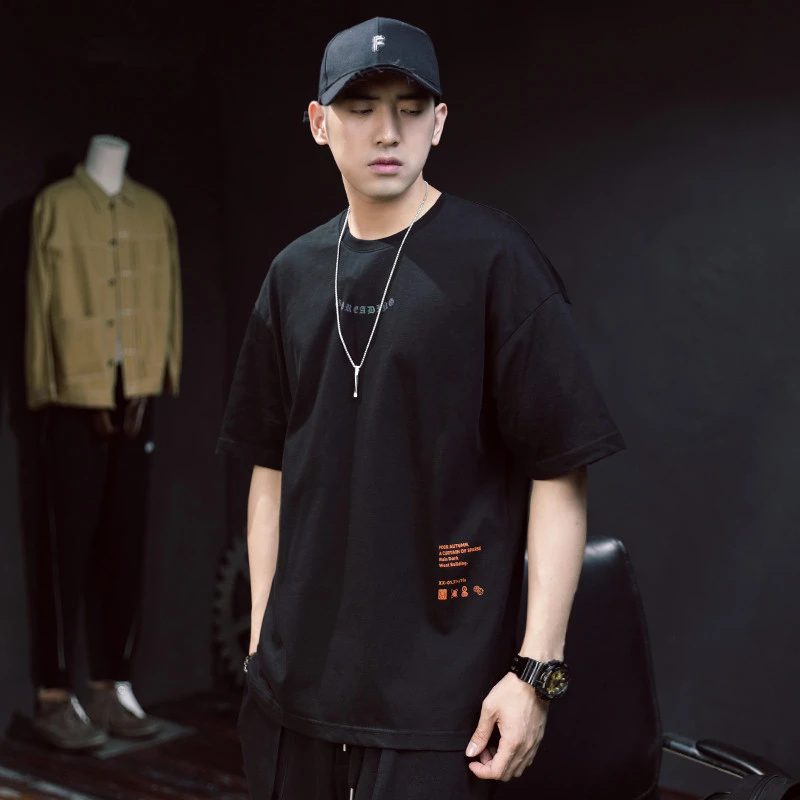 范诺思300g重磅半袖体恤衫男夏潮流印花短袖T恤男士大码休闲上衣