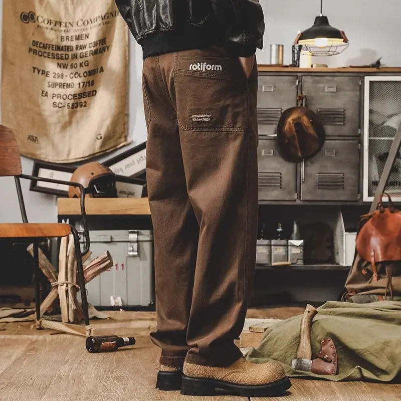 经典简约秋冬美式复古工装裤男直筒2025新款宽松潮牌男士休闲长裤