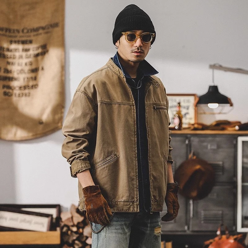 美式经典复古硬汉立领工装休闲夹克外套男秋冬成熟痞帅秋季外套男