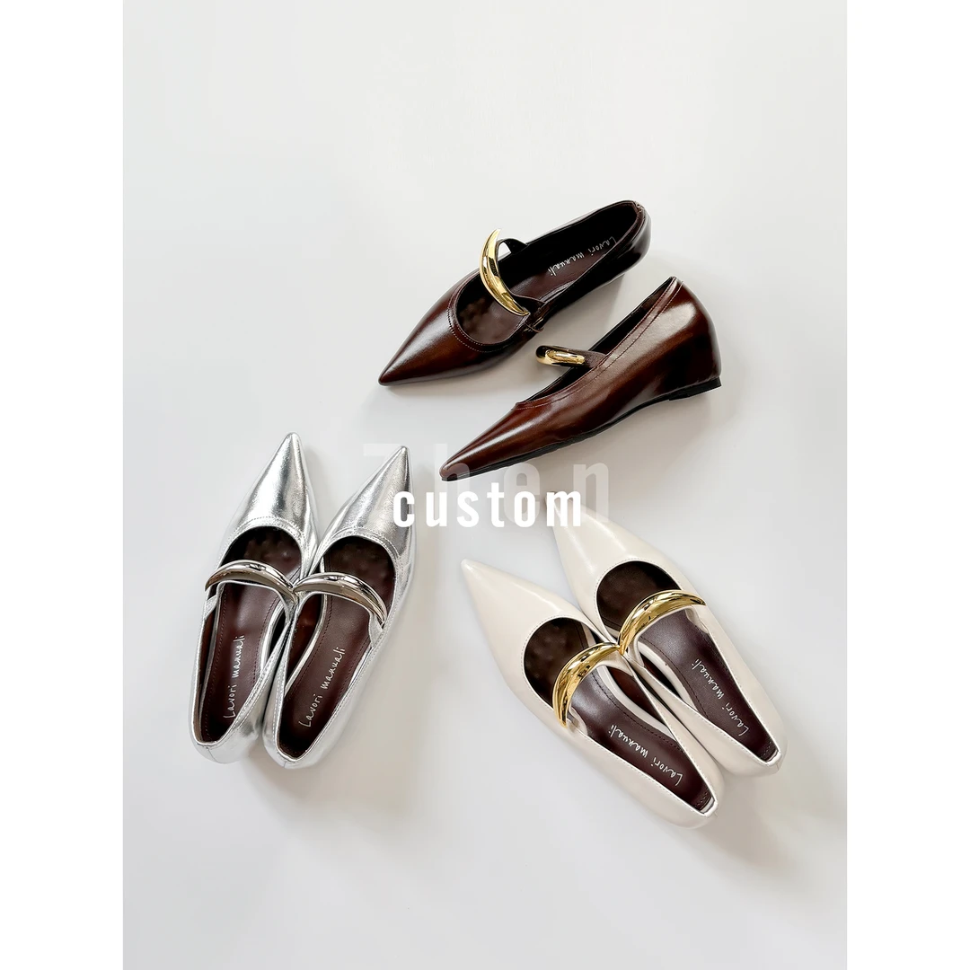 Lucky -微醺- 5cm/内增高尖头金属扣件气质百搭夏季包头单鞋/227