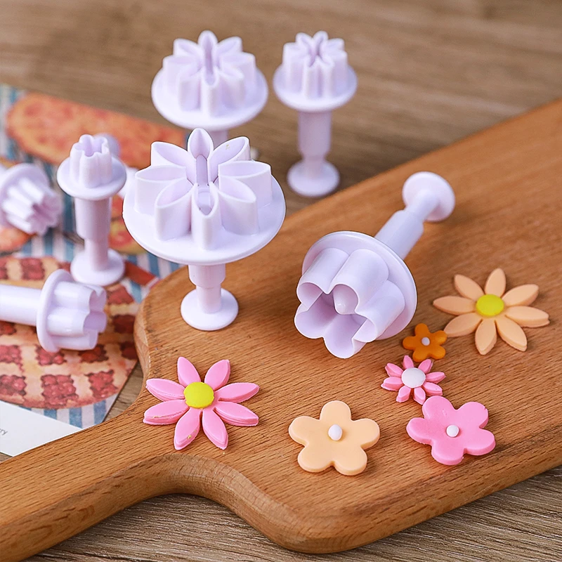 烘焙蛋糕花朵弹簧压模小雏菊梅花翻糖甜品装扮翻糖模具四件套