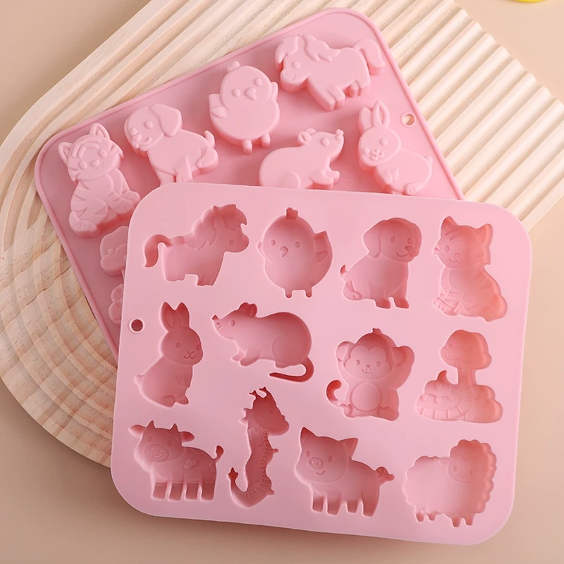可爱动物卡通硅胶模具食品级耐高温巧克力糖果冻蛋糕模烘焙工具