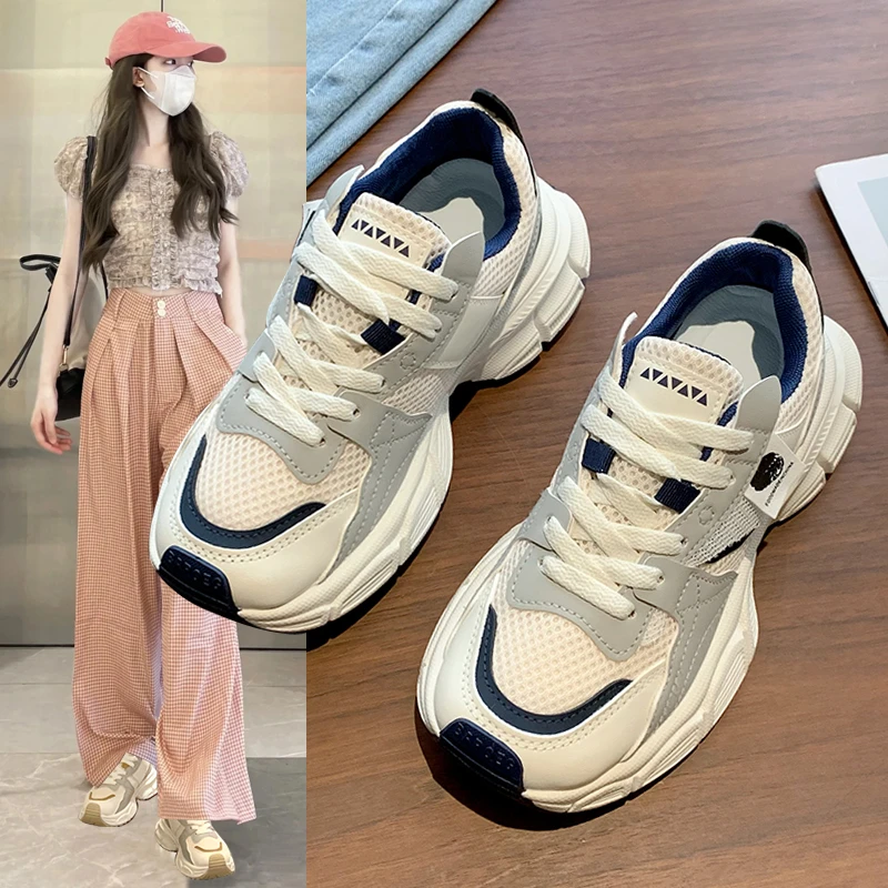 老爹鞋女爆款2023年新款春夏季厚底透气网面女鞋子休闲女款运动鞋