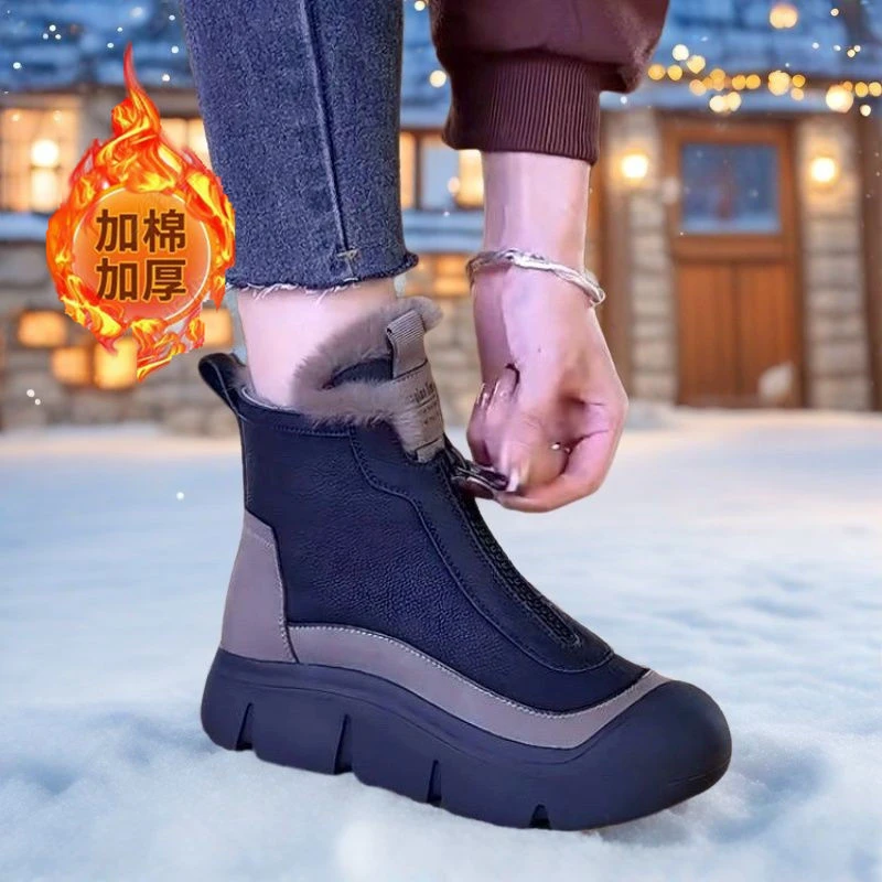 雪地靴2024新款棉鞋冬季加绒加厚舒适雪地鞋子厚底防滑保暖棉靴