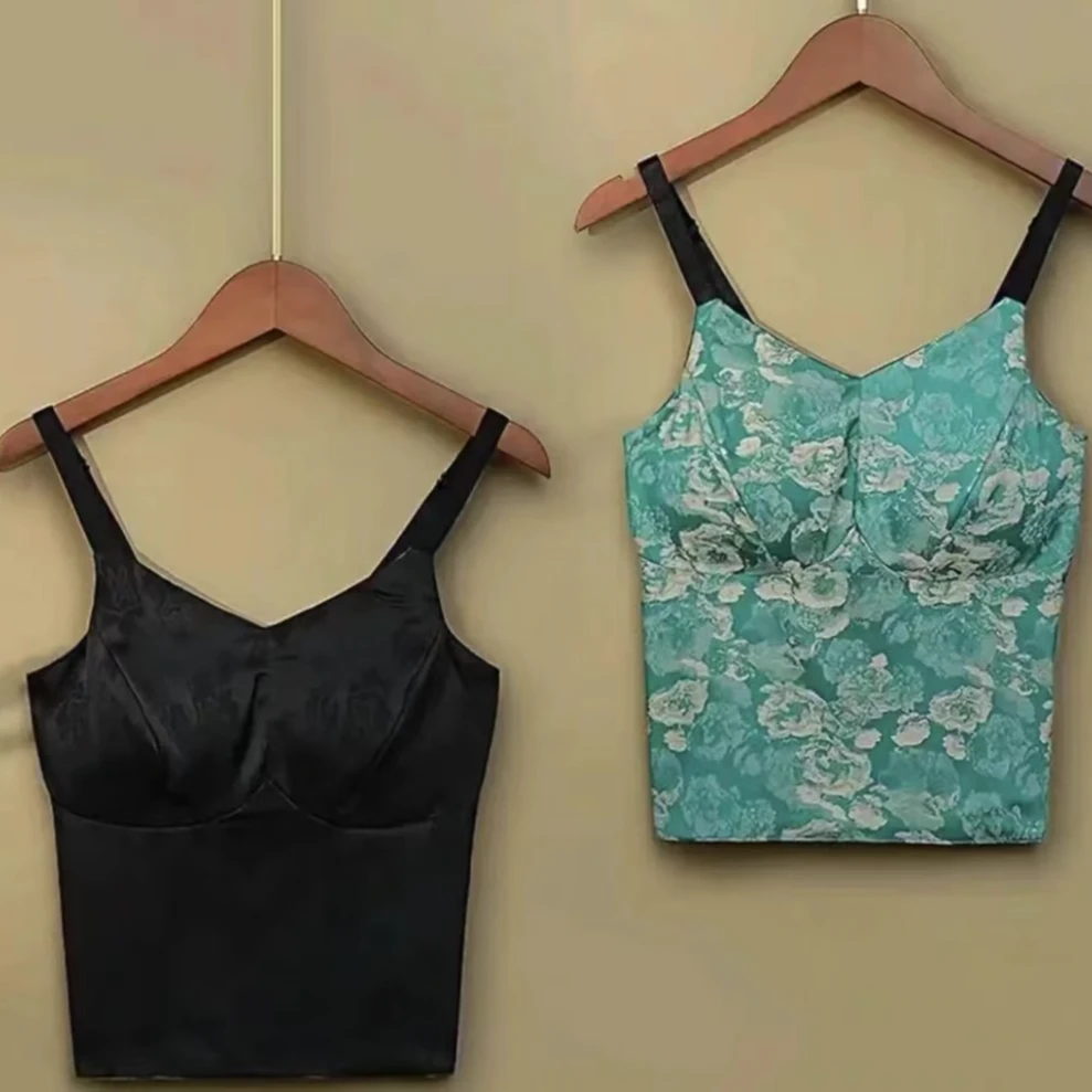常熟新中式双面双穿打底美背吊带花萝背心修身显瘦女背心打底女