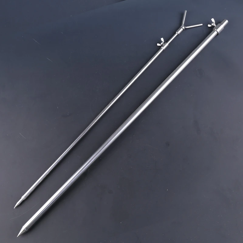 不锈钢地插支架可装报警海竿抛竿可伸缩单脚架杆Y型加厚超硬支架