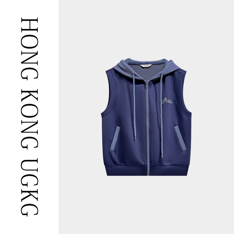 香港UGKG德绒烫钻设计师款休闲宽松马甲女2024秋季新款73243SJ004