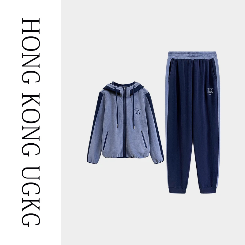 香港UG&KG-德绒加绒加厚时尚蓝色两件套女2024秋冬新款73243ZH158