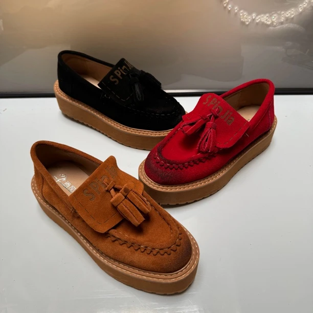 189-16超火纯厚底大头娃娃鞋勃肯鞋女复古单鞋松糕鞋乐福鞋