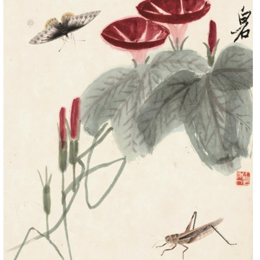《牵牛花草虫》复刻版画原章齐白石