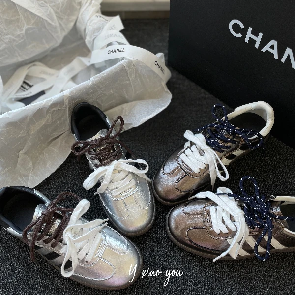 Raocc-24new | 新款银色真皮休闲女鞋520情人节学生时尚百搭潮鞋