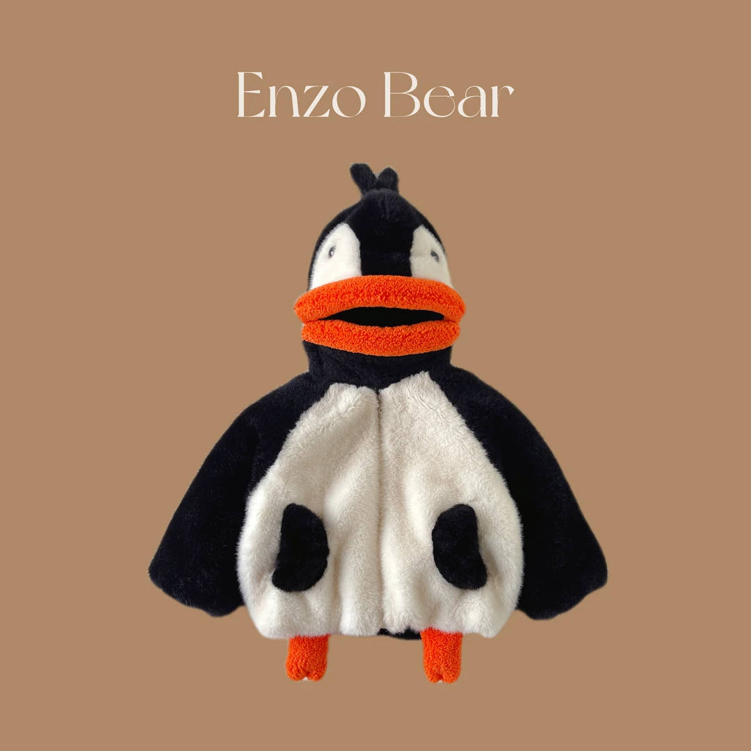 Enzo Bear恩佐熊 成人高定款连帽加绒加厚小企鹅毛毛外套 EZD2401