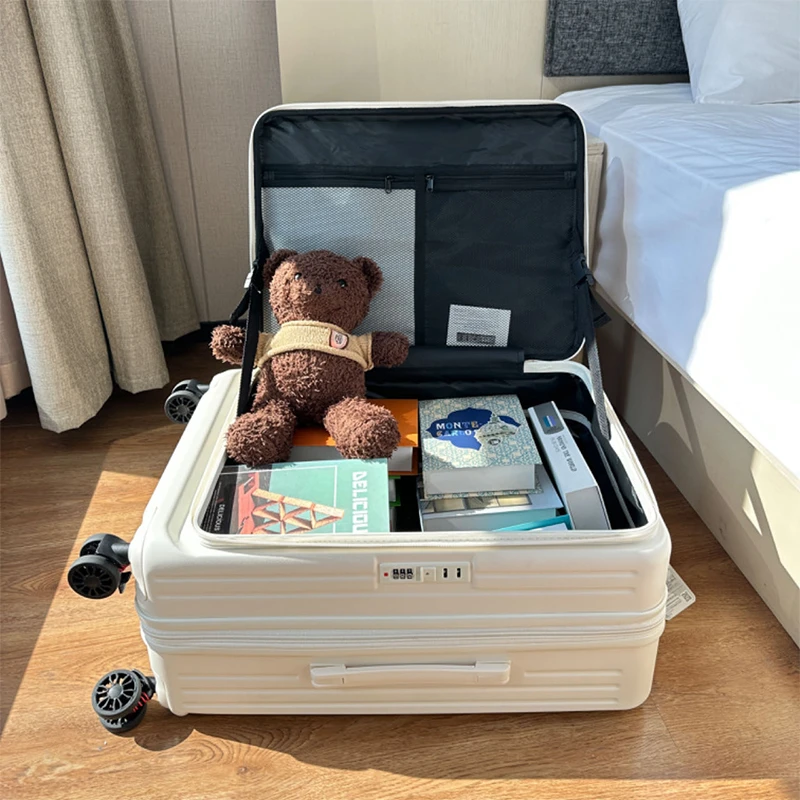 洽思前置开口行李箱2024新款大容量拉杆箱多功能旅行箱密码箱