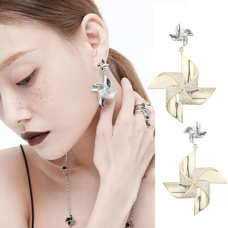 铜合金无非金属耳饰 INSANE云山风车系列气质高级感小众原创设计