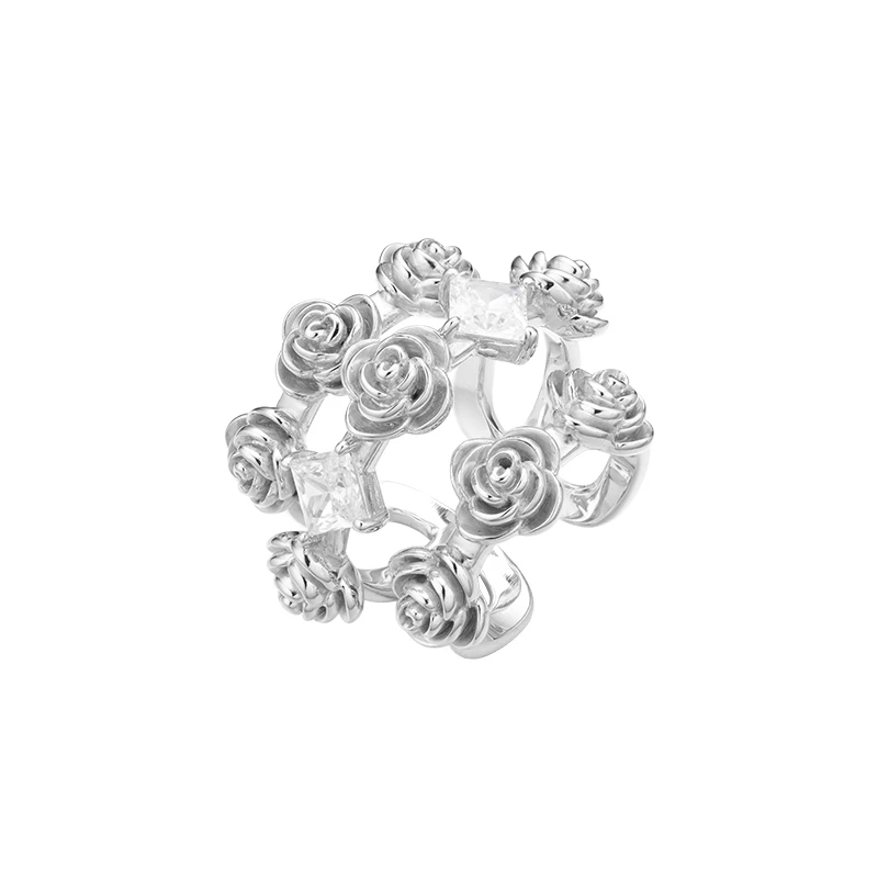 INSANE/云山 铜合金合成锆石戒指 X•EVERYDAY小众个性玫瑰戒指