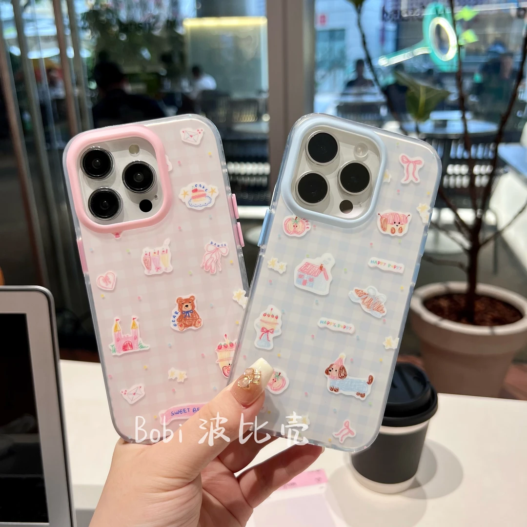 ins可爱创意卡通小众个性腊肠狗小熊适用于苹果手机壳iphone15/14