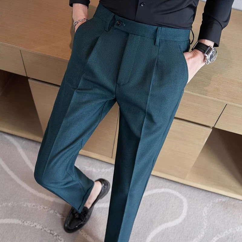 西装裤春秋西裤男修身休闲裤商务百搭免烫潮流正装弹力垂感小脚裤