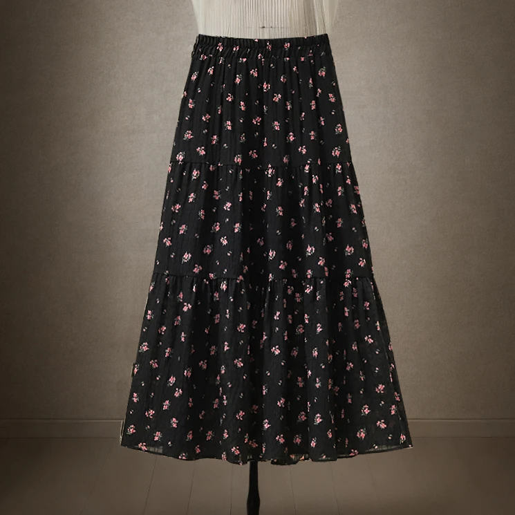 微胖妹妹显瘦半身裙大码女装遮肉碎花裙胖妈妈夏装A字大摆百褶裙