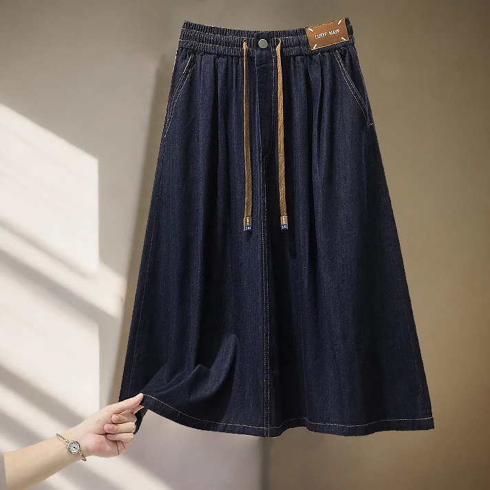 胖妹妹大码女装a字半身裙120-140斤微胖女人遮肉牛仔裙胖妞伞裙夏