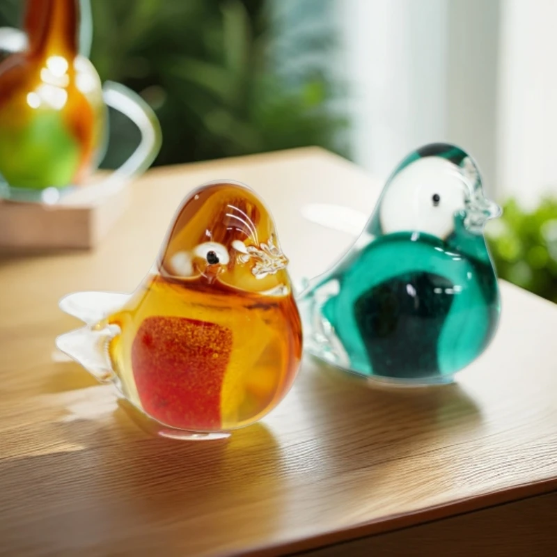 领尚热塑琉璃小鸟摆件高档家居装饰摆件轻奢家用彩色