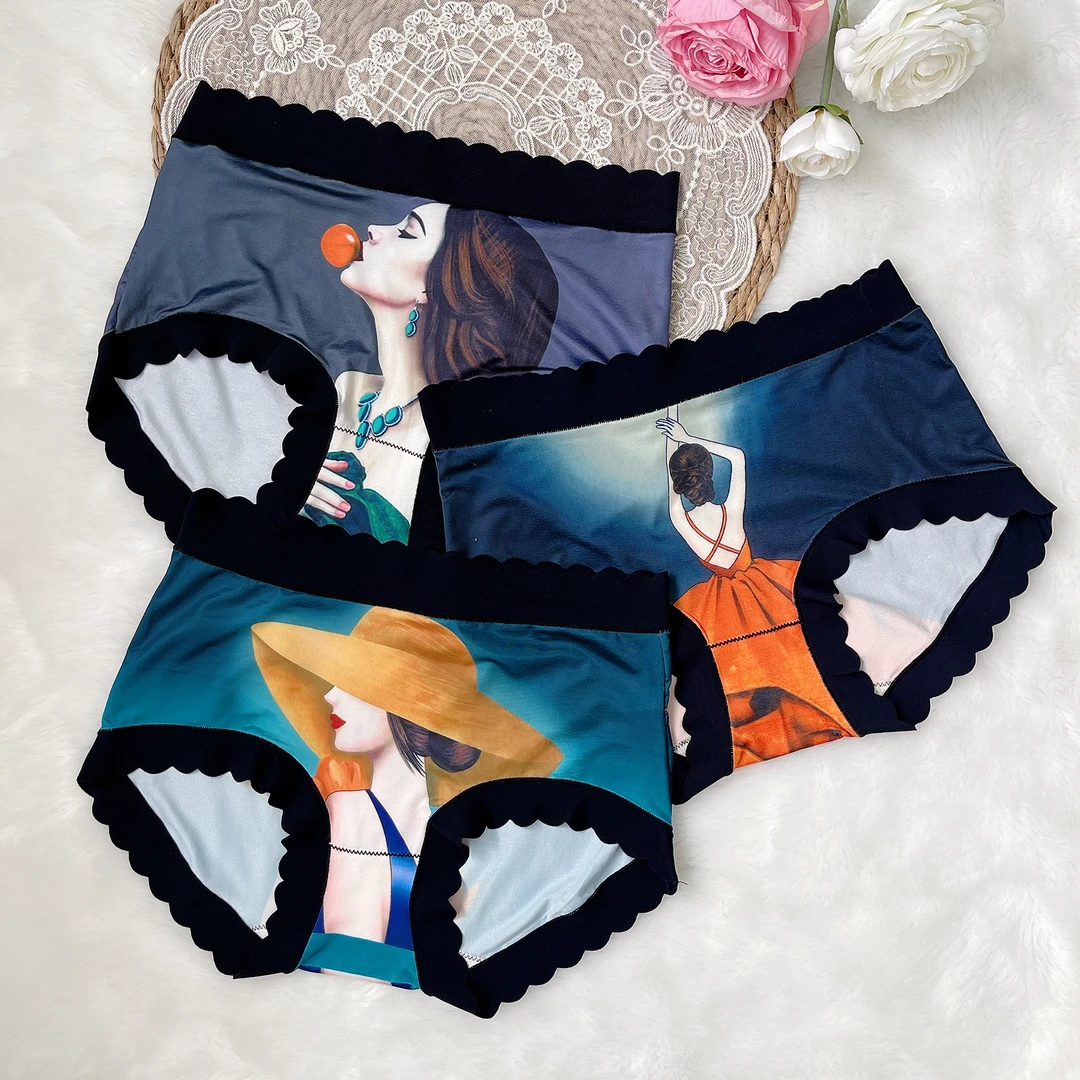 （三条装）春夏大美女中高腰冰丝女士内裤无痕舒适大码时尚内裤女