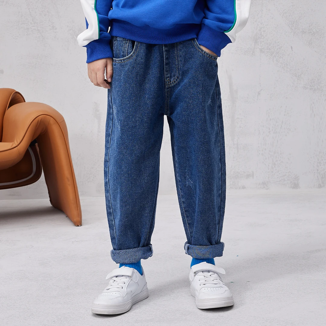 paul frank/大嘴猴儿童秋季韩版休闲百搭水洗牛仔裤3515335245B