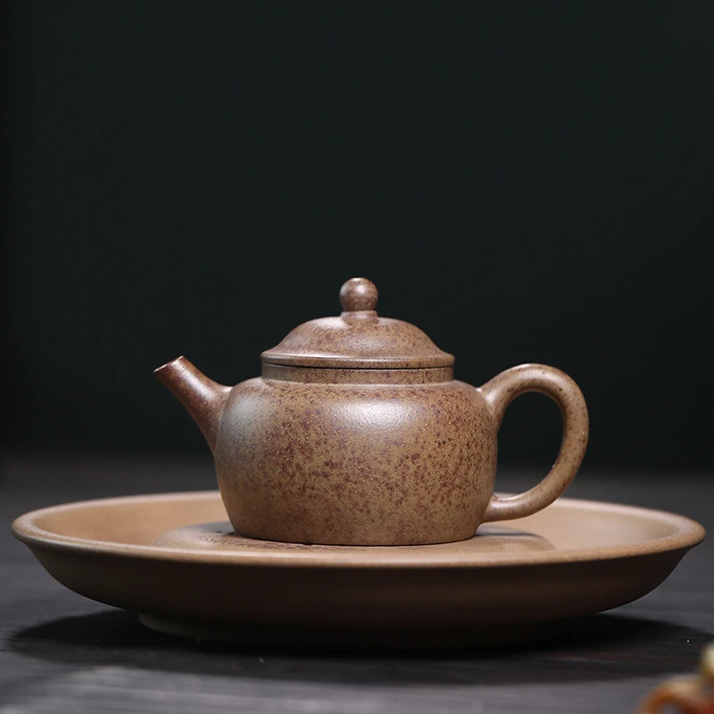 大吉羊柴烧 宜兴紫砂壶茶壶 原矿本山绿泥笠帽巨轮100ml庄杰