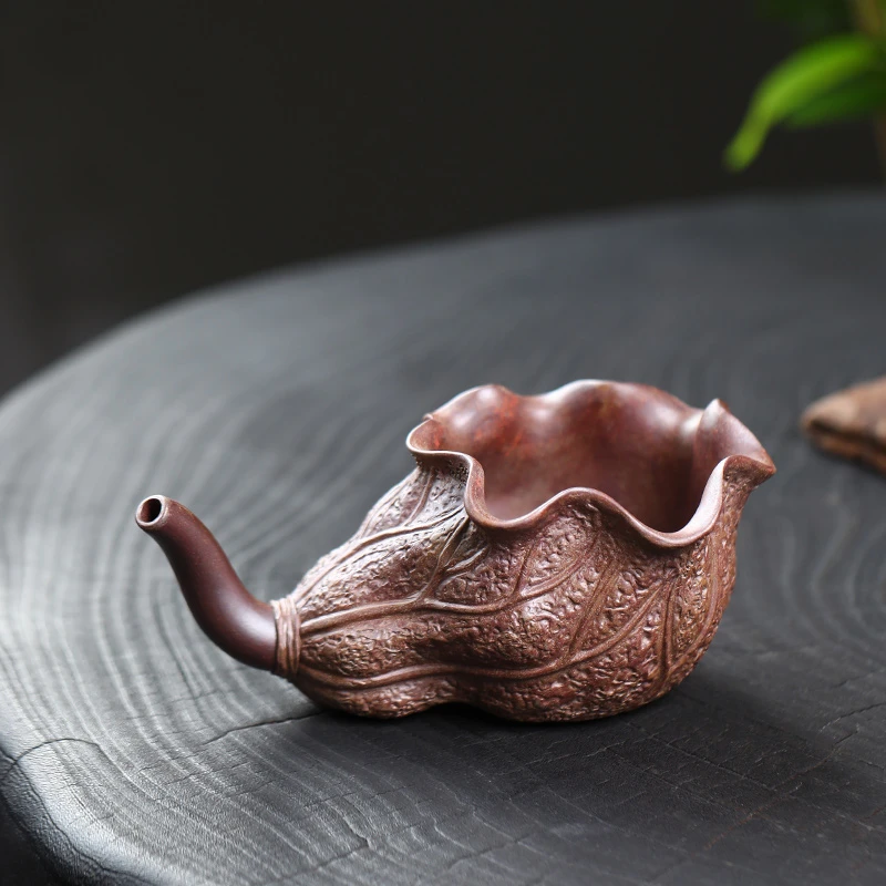 大吉羊柴烧 宜兴紫砂分茶器 原矿本山绿泥莲叶公道杯250ml