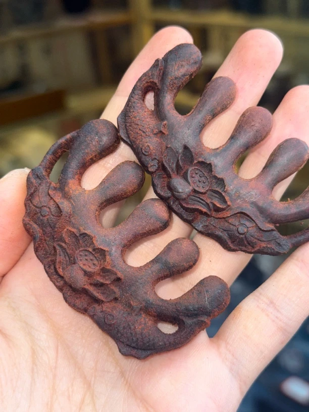 降真香金丝蜜结 荷叶锦鲤梳精工雕刻7*4多样性发其一