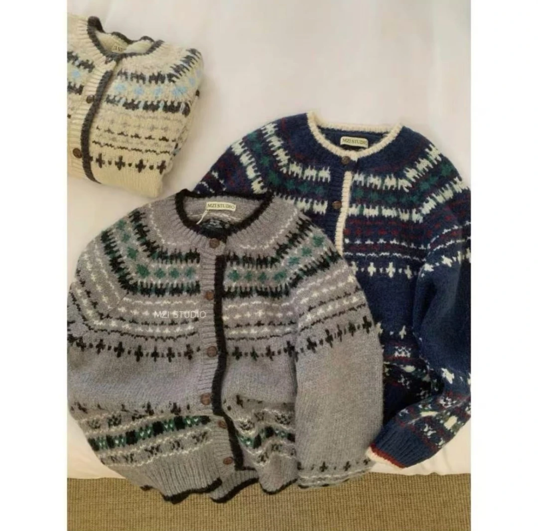 冬季新款宽松慵懒风针织衫上衣