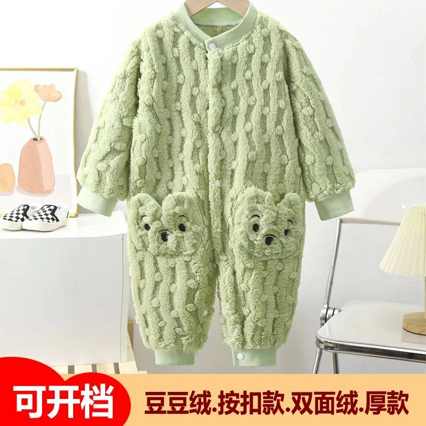 【洛希】新款儿童连身衣女加绒宝宝睡衣家居服婴儿连体秋冬睡衣JC31
