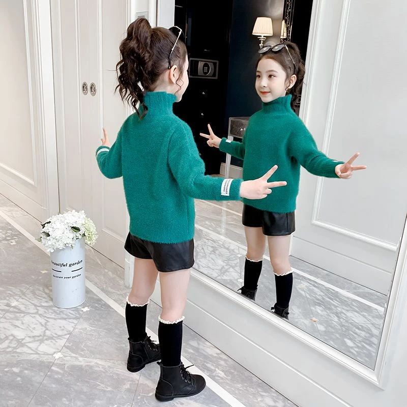 【洛希】女童加厚毛衣秋冬季2023年韩版新款水貂绒中大童童装JC34