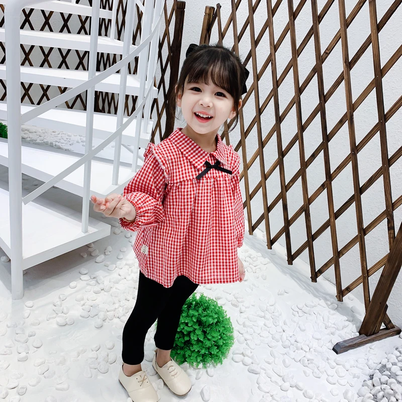 春秋格子衬衫网红两件套装儿童女童长袖洋气小童女宝韩版秋季