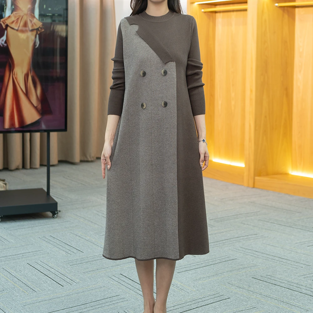 2024秋季女时尚休闲百搭气质洋气显瘦毛衣裙连衣裙2407-181