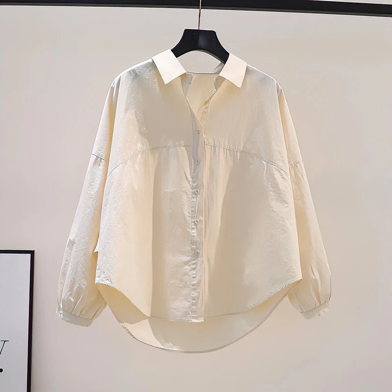 纯棉衬衫女设计感拼接宽松长袖衬衣2024春秋文艺范气质上衣女百搭