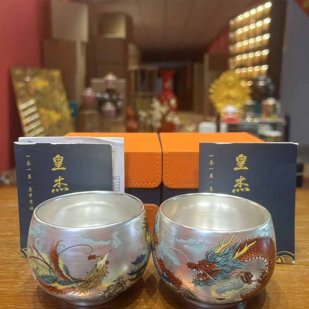 【闪购商品】鎏银祥龙主人杯+鎏银主人杯+两个小号皮盒
