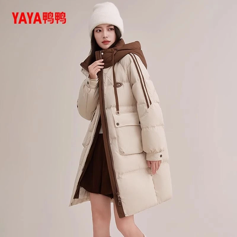 Z鸭鸭2024新款秋冬长款羽绒服加厚保暖冬季连帽外套女YE4B606055L
