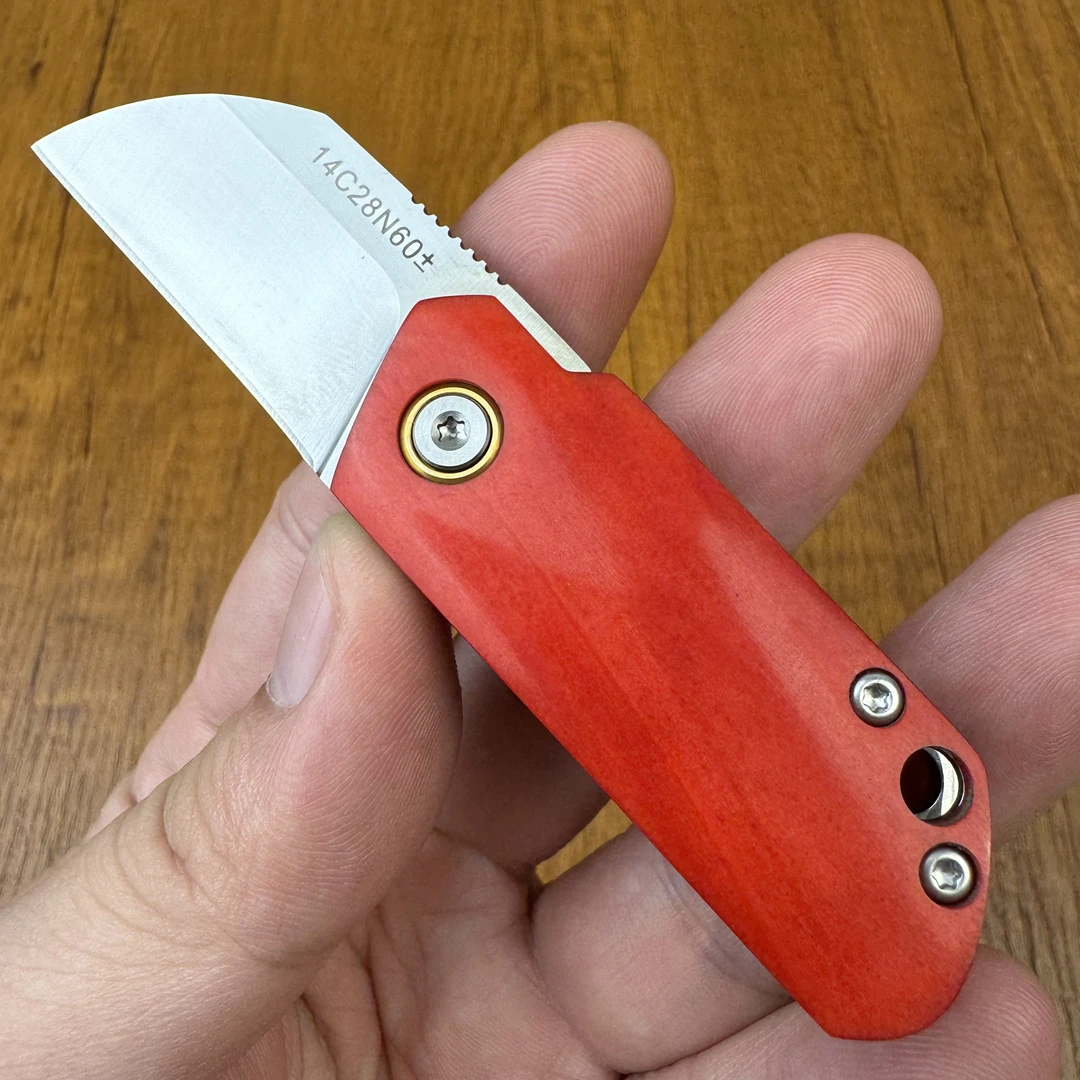 迷你山特维克刃材挂钥匙扣户外牛骨小折刀收藏把玩吃肉小刀