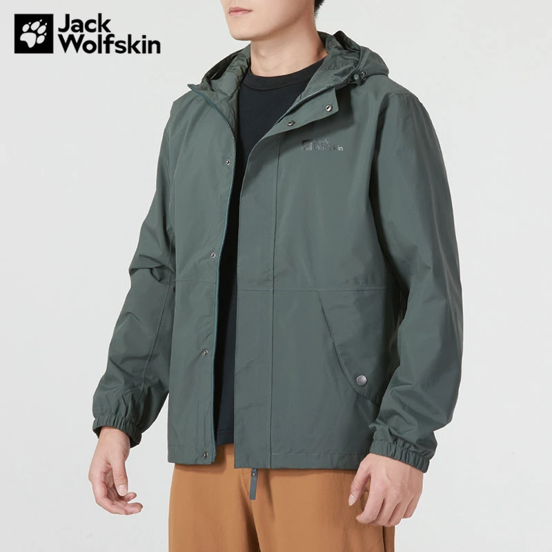 狼爪单薄冲锋衣男装春季户外防风防水运动服透气连帽外套 5121134