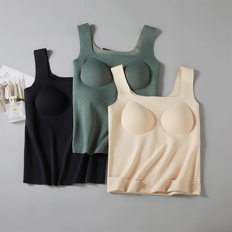 无钢圈100%桑蚕丝拉绒内衣舒适宽肩带高弹不勒肩桑蚕丝保暖女背心
