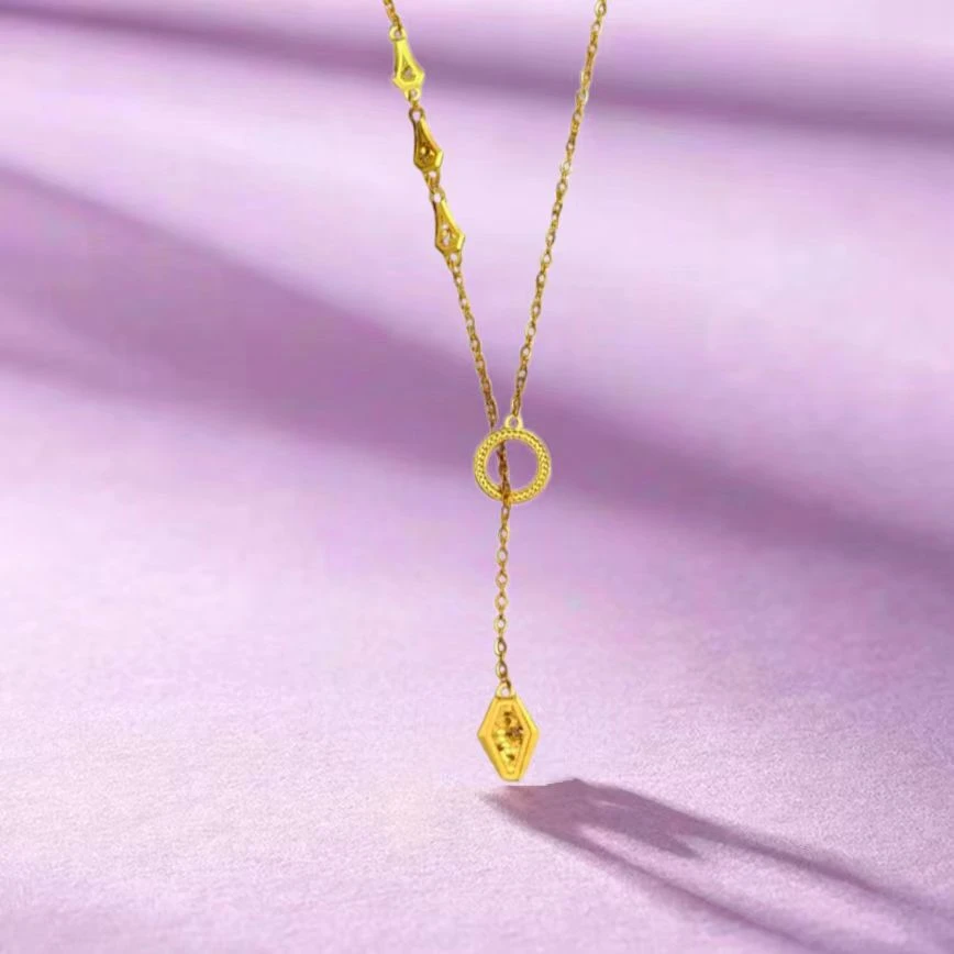 【贞爱福】足金黄金精美女灵蛇锁骨套链时尚百搭项链