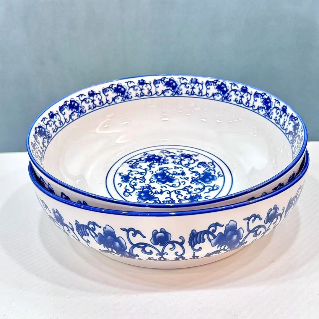 兰掌柜专属釉下彩2个装9英寸面碗菜碗大汤碗中式家用陶瓷随机发货