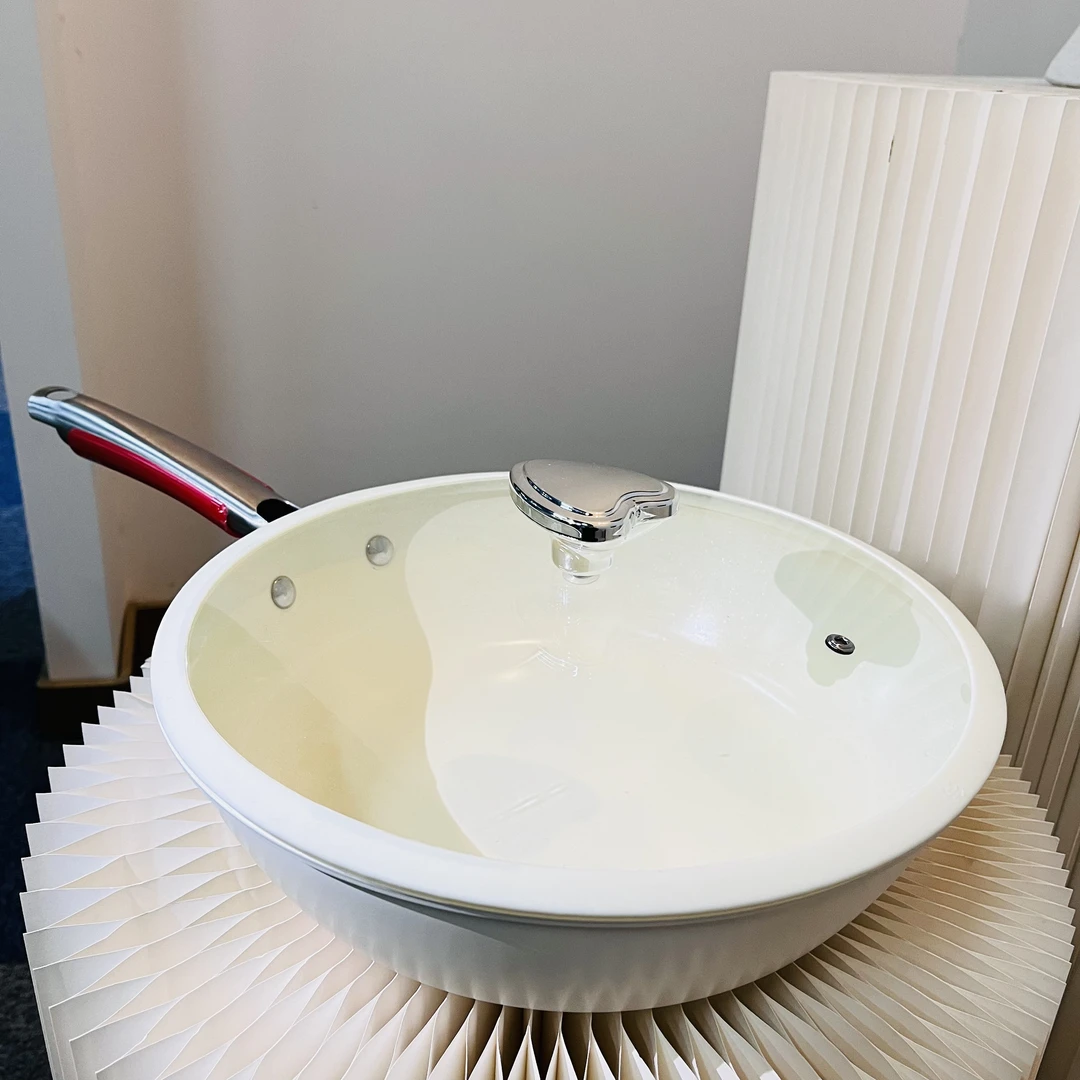 范范专属双面陶瓷釉炒锅不粘锅平底锅家用炒锅28CM