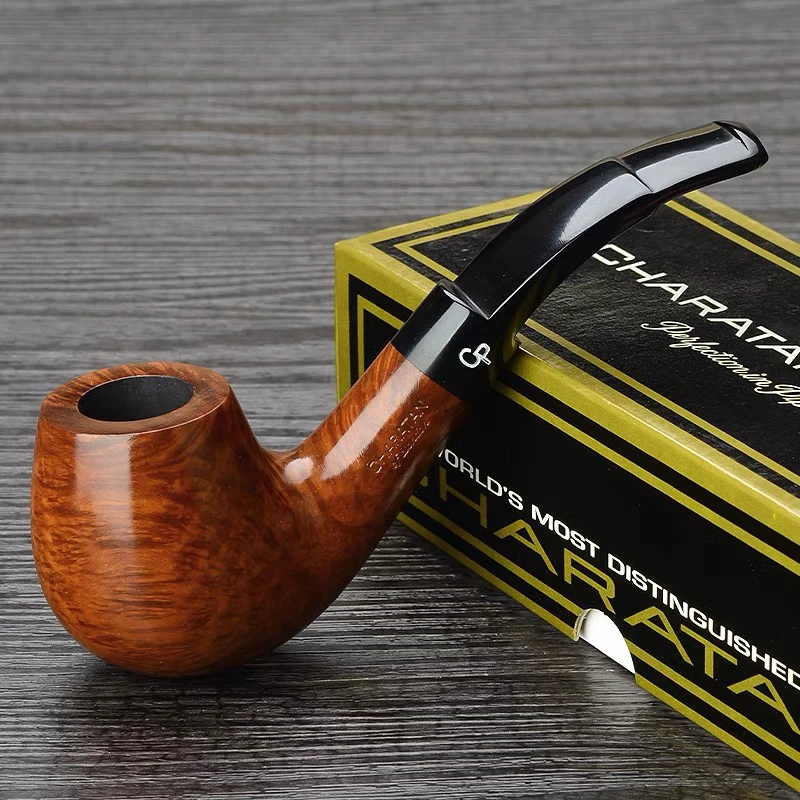 英国进口CHARATAN查尔顿石楠木手工烟斗收藏级弯式光面M-311