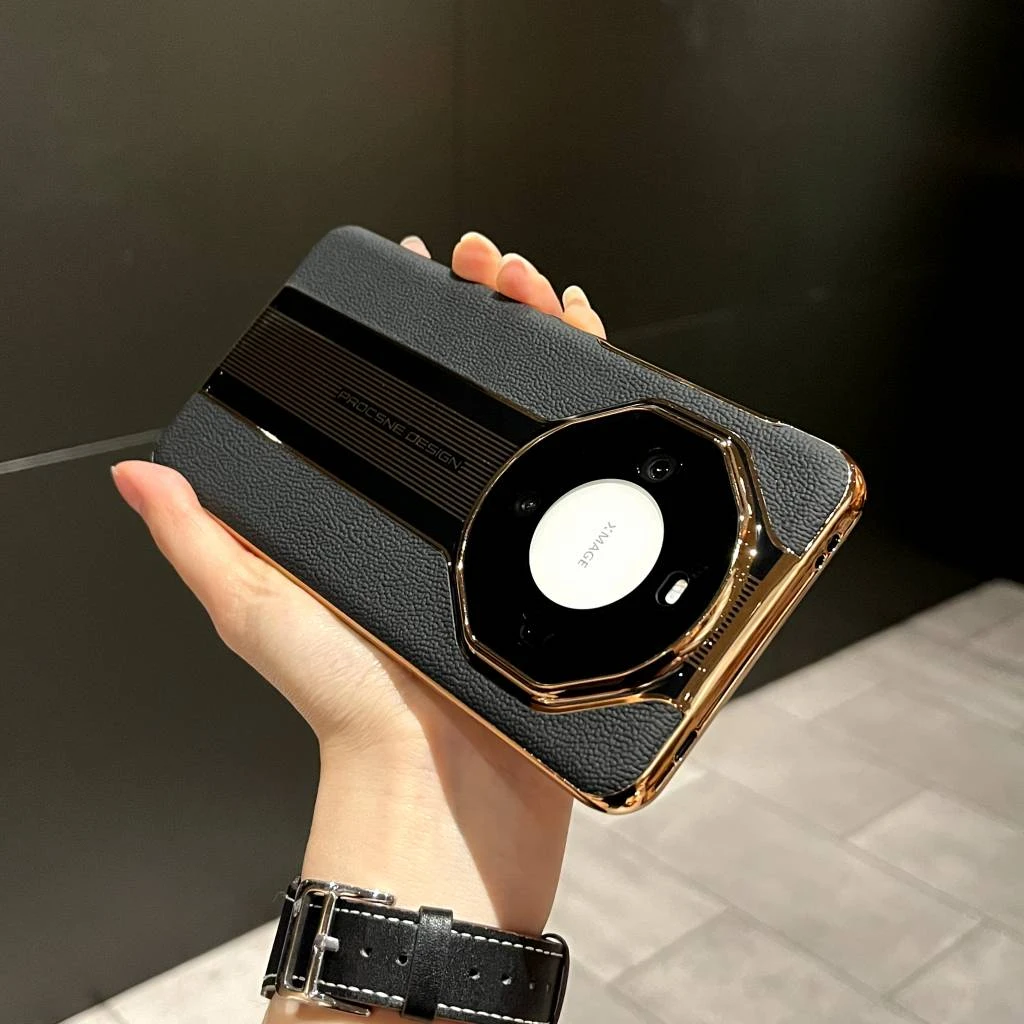 自带镜头膜电镀保时捷轻奢适用于华为mate60pro/50/40手机壳防摔