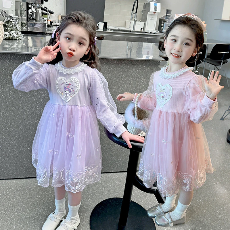 兮绯推荐6Y135女童库洛米纱裙春秋款连衣裙洋气时尚女宝宝公主裙