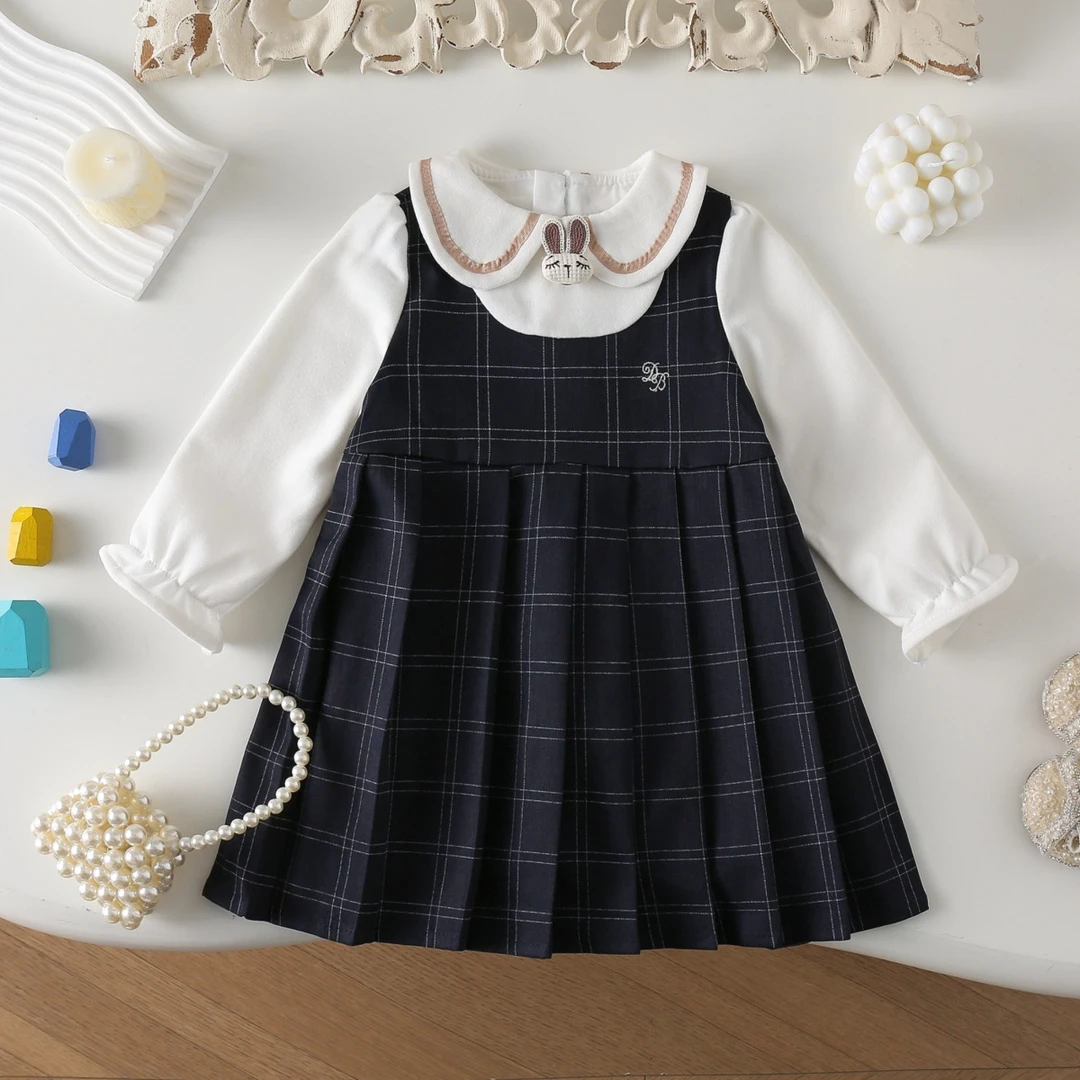 兮绯推荐77329儿童连衣裙女童秋款学院风裙子女宝宝公主裙童装