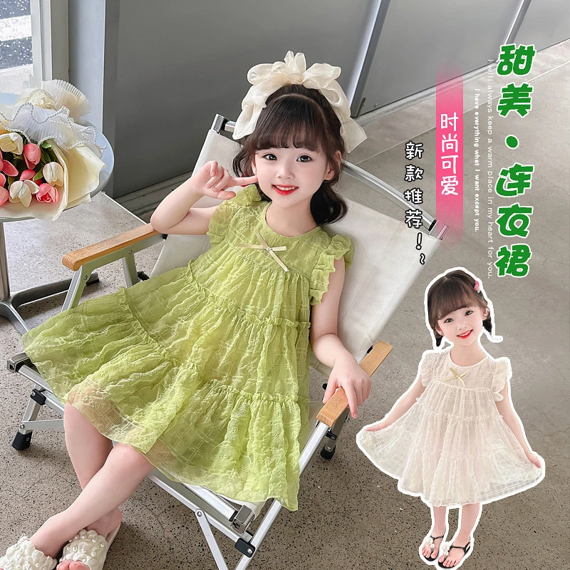 女童公主裙格子雪纺蛋糕裙夏季新款儿童装宝宝甜美连衣裙77290